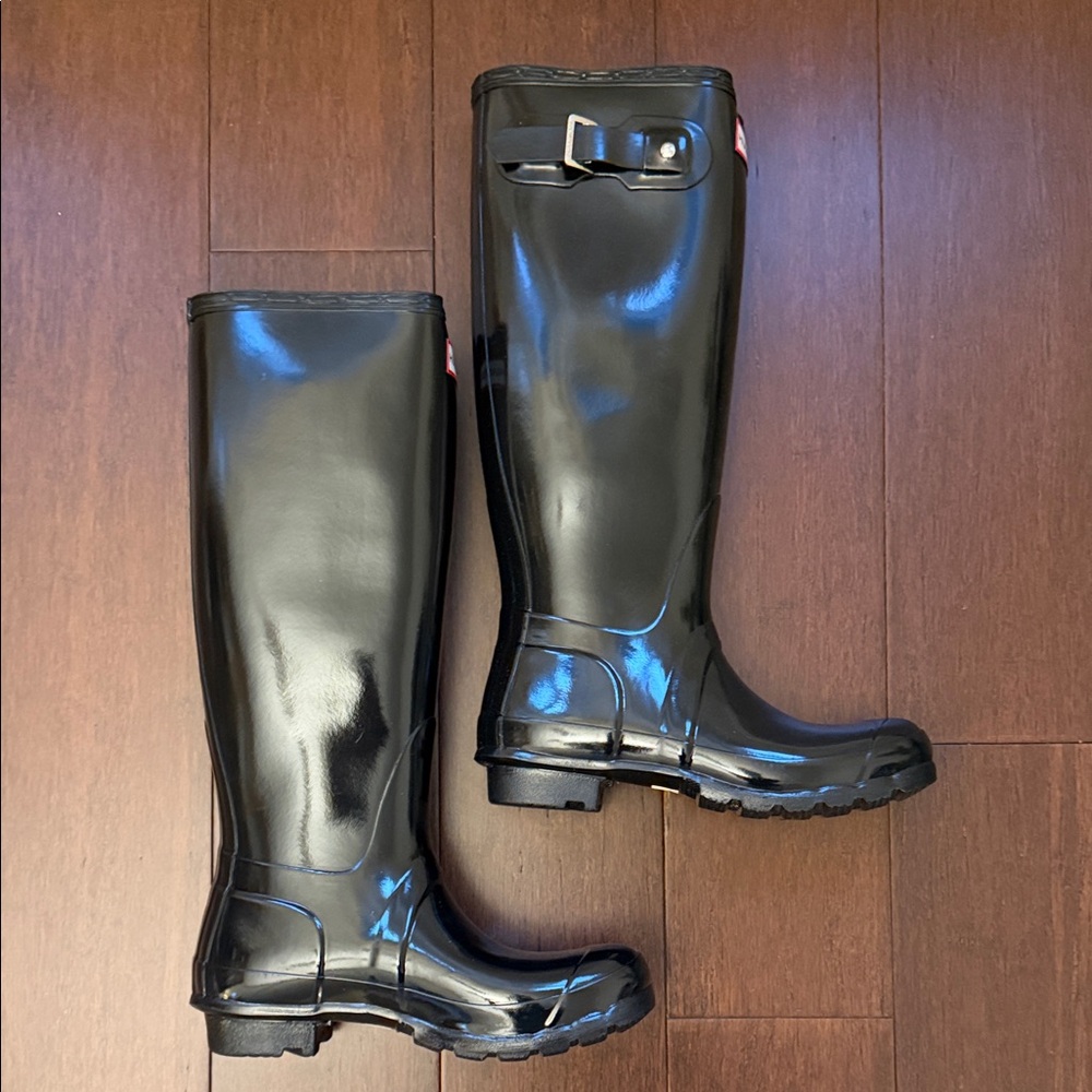 Hunter Black Gloss Tall Women's Rain Boots